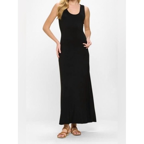 Calme Dresses & Skirts - Johnny Was Calme Black Racerback Maxi Dress Size L Knit Sleeveless
